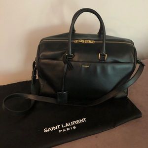 SAINT LAURENT Classic Duffle 12 Bag -Black Leather